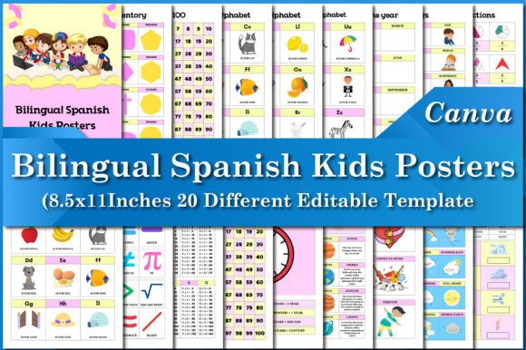 Bilingual Spanish Kids Posters Canva Templates