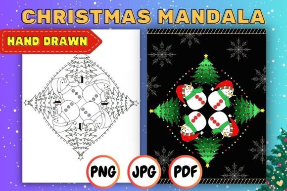 Christmas Mandala Coloring Page 02 for Relaxation