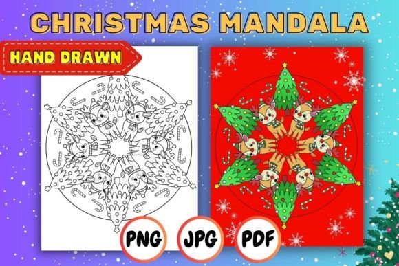 Christmas Mandala Coloring Page 04: A Stress-Free Creative Escape for the Holidays
