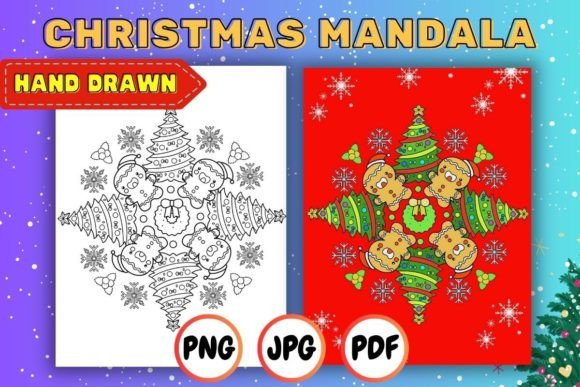 Christmas Mandala Coloring Page 07: A Mindful Escape for the Holiday Season