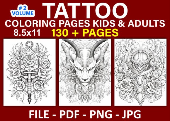 Tattoo Coloring Pages for Adults Vol -2: A Practical Resource for Creators and Publishers